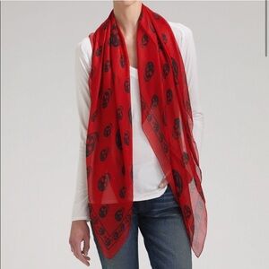Alexander McQueen Red and Black Polka Dot Scarf